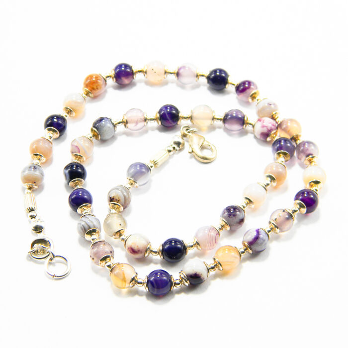 Colier unicat handmade din argint cu agate colorate - stil fashion - CL145F15EX - imagine 4