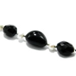 Colier vintage statement din argint cu onix negru si perle de cultura - Colier handmade unicat - HM0914X - imagine 6