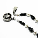 Colier vintage statement din argint cu onix negru si perle de cultura - Colier handmade unicat - HM0914X - imagine 5