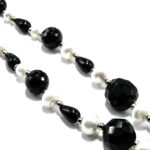 Colier vintage statement din argint cu onix negru si perle de cultura - Colier handmade unicat - HM0914X - imagine 3