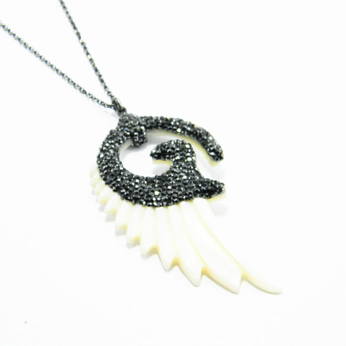Colier unicat din argint cu sidef si marcasite - Glamour - HM0564 - imagine 3