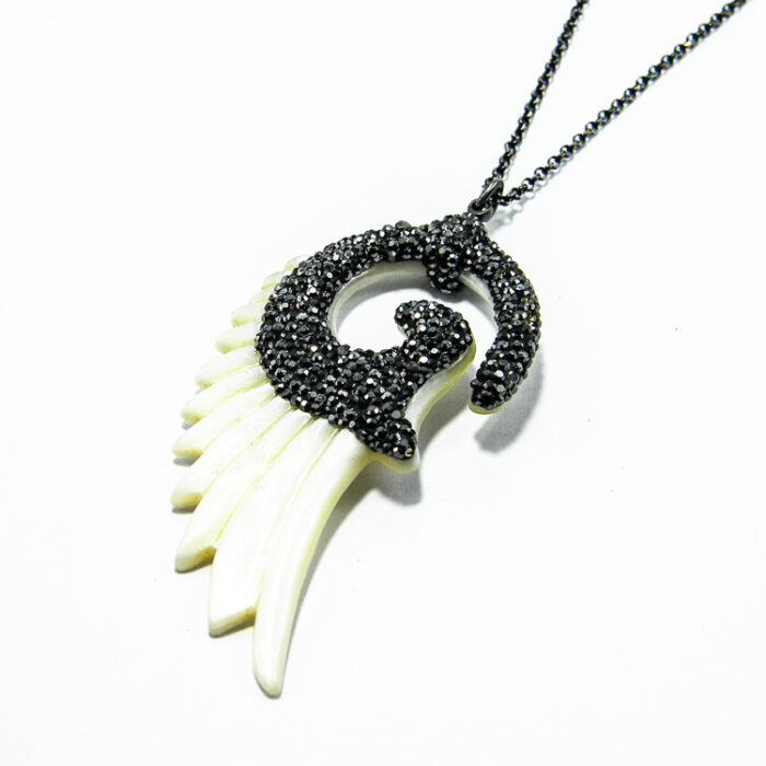 Colier unicat din argint cu sidef si marcasite - Glamour - HM0564 - imagine 6
