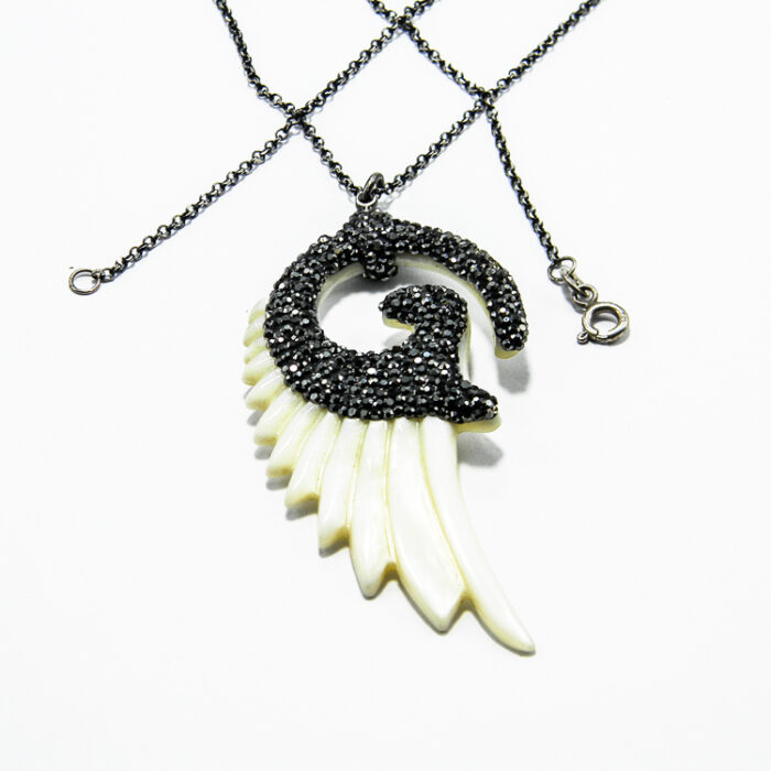 Colier unicat din argint cu sidef si marcasite - Glamour - HM0564 - imagine 4