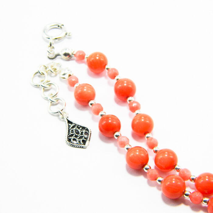 Colier Mandala din argint cu coral - Handmade - Unicat - HM0797X - imagine 6