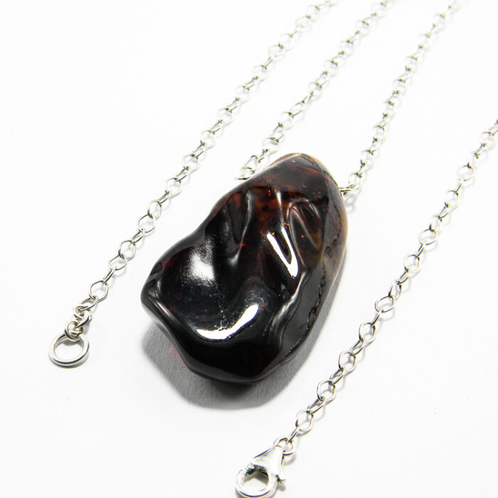 Colier statement din argint cu chihlimbar brun - Unicat - CL256Y21E - imagine 3