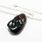 Colier statement din argint cu chihlimbar brun - Unicat - CL256Y21E - imagine 2