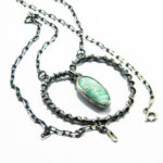 Colier unicat din argint cu amazonit - stil vintage Art Deco - HM0601 - imagine 6