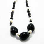 Colier unicat din argint cu obsidian onix si perle - Handmade - stil vintage - HM0572X - imagine 2