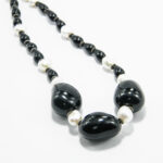 Colier unicat din argint cu obsidian onix si perle - Handmade - stil vintage - HM0572X - imagine 6