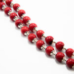 Set handmade din argint cu coral rosu - Unicat - Colier cu cercei - HM0502X - imagine 8