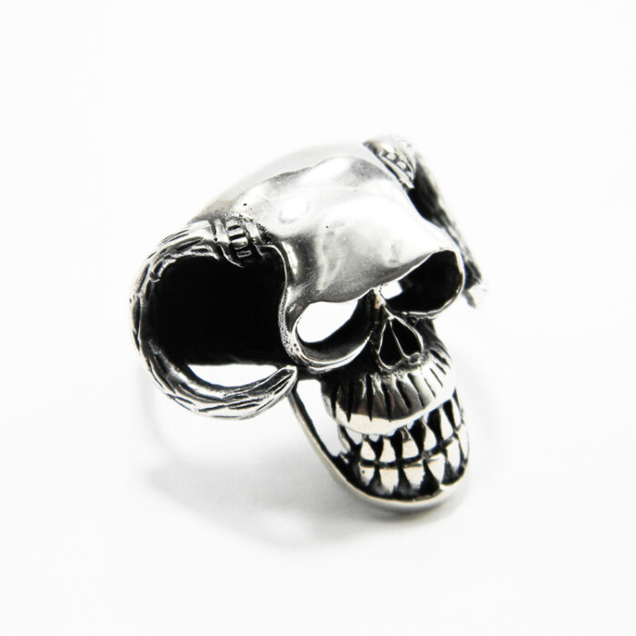 Inel barbatesc din argint - Craniu cu coarne - model vintage - i221Y31D - imagine 2
