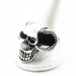 Inel barbatesc din argint - Craniu cu coarne - model vintage - i221Y31D - imagine 4