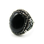 Inel barbatesc din argint cu onix si marcasite - stil oriental - Unicat - i140Y111G - imagine 2