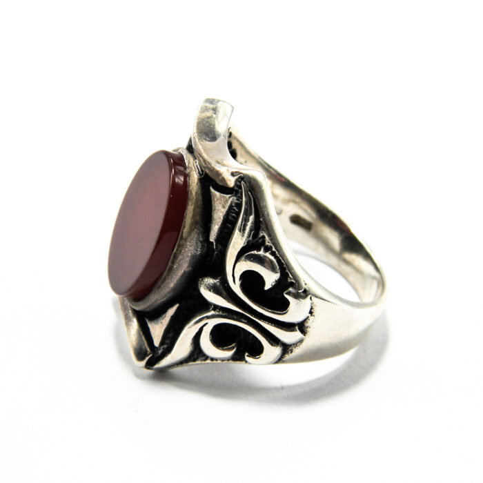 Inel barbatesc din argint cu carneol - stil bizantin - Valeriu - i110Y131F - imagine 4