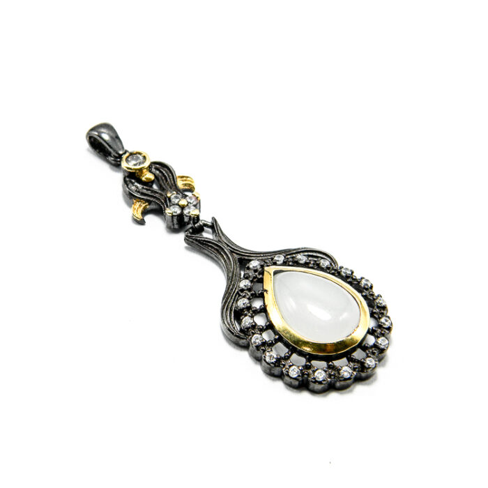 Colier unicat din argint cu piatra lunii - model vintage oriental - CL210F2G - imagine 5