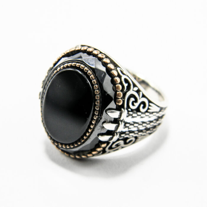 Inel barbatesc din argint cu onix - stil vintage oriental - Unicat - i170Y146G - imagine 2