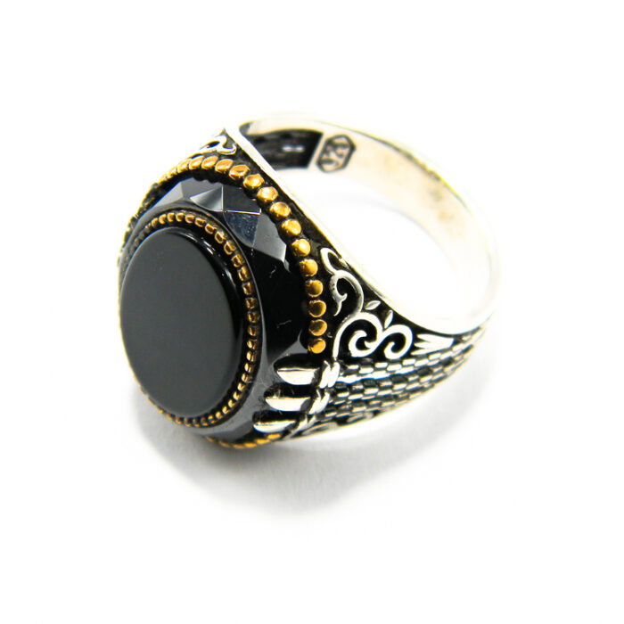 Inel barbatesc din argint cu onix - stil vintage oriental - Unicat - i170Y146G - imagine 4