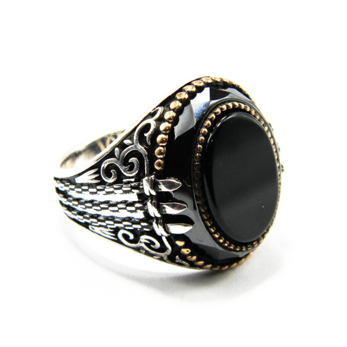 Inel barbatesc din argint cu onix - stil vintage oriental - Unicat - i170Y146G - imagine 3