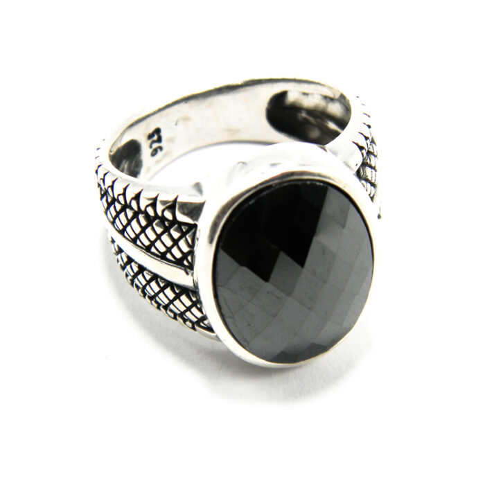 Inel unisex din argint cu onix fatetat - Alexa - i120Y128F - imagine 3