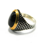 Inel barbatesc din argint si obsidian negru- Unicat - i110B131E - imagine 5