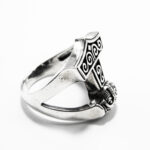 Inel barbatesc din argint - stil gotic - Ciocanul lui Thor - i137Y-28 - imagine 4