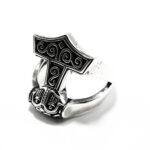 Inel barbatesc din argint - stil gotic - Ciocanul lui Thor - i137Y-28 - imagine 2