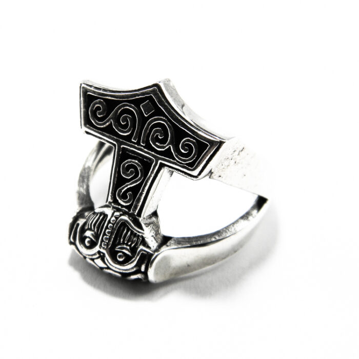 Inel barbatesc din argint - stil gotic - Ciocanul lui Thor - i137Y-28 - imagine 2