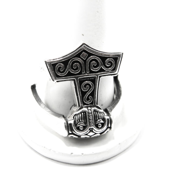Inel barbatesc din argint - stil gotic - Ciocanul lui Thor - i137Y-28 - imagine 6