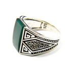 Inel barbatesc din argint cu nefrit - stil vintage - i170Y144G - imagine 2