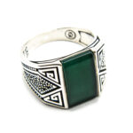 Inel barbatesc din argint cu nefrit - stil vintage - i170Y144G - imagine 3