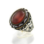 Inel barbatesc din argint cu carneol - stil vintage - Unicat - i130A103F