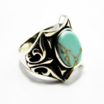 Inel barbatesc din argint cu turcoaz - stil bizantin - Valeriu - i110Y130F - imagine 5