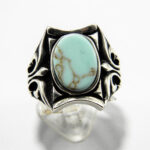 Inel barbatesc din argint cu turcoaz - stil bizantin - Valeriu - i110Y130F - imagine 3