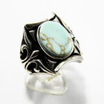 Inel barbatesc din argint cu turcoaz - stil bizantin - Valeriu - i110Y130F - imagine 2