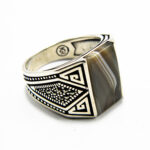 Inel barbatesc din argint cu agat - stil vintage - i170Y145G - imagine 3