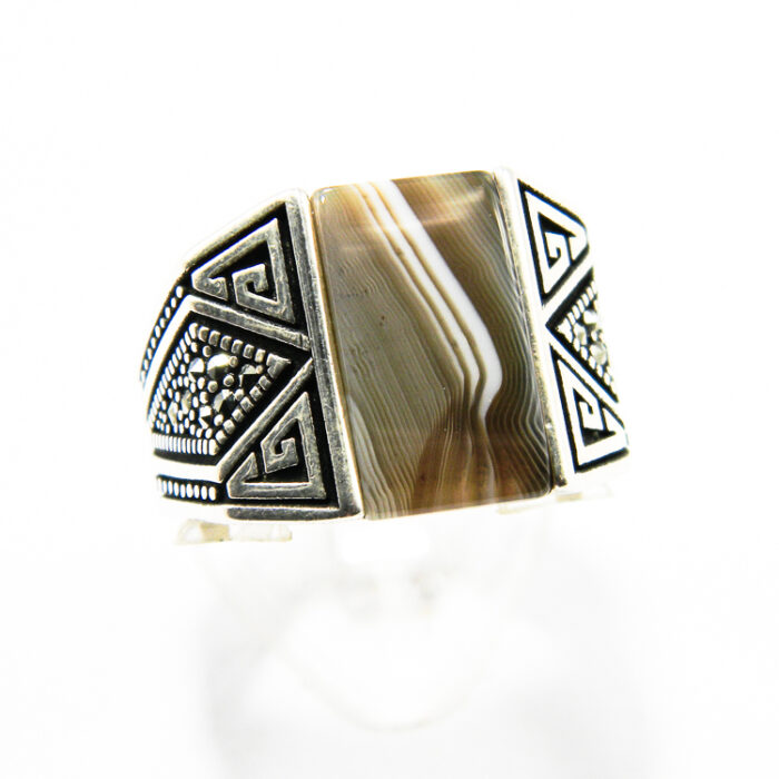 Inel barbatesc din argint cu agat - stil vintage - i170Y145G - imagine 2