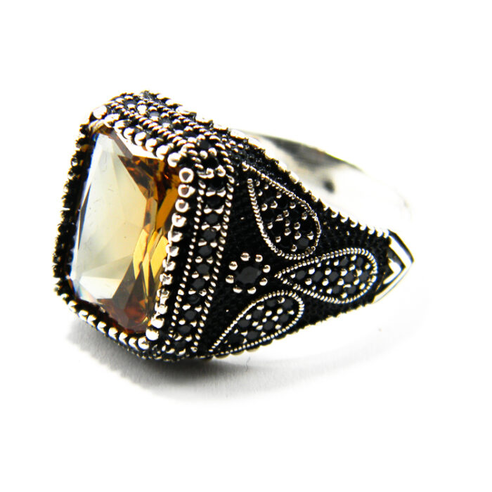Inel barbatesc unicat din argint cu zultanit - stil Art Nouveau - i180Y137G - imagine 3