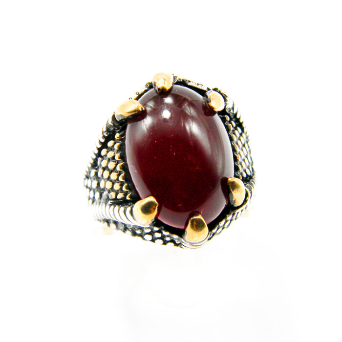 Inel barbatesc din argint si carneol - stil vintage - Unicat - i110B91D - imagine 7