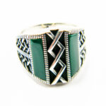 Inel barbatesc din argint cu pasta polimerica verde - model etno - i150Y122G - imagine 2