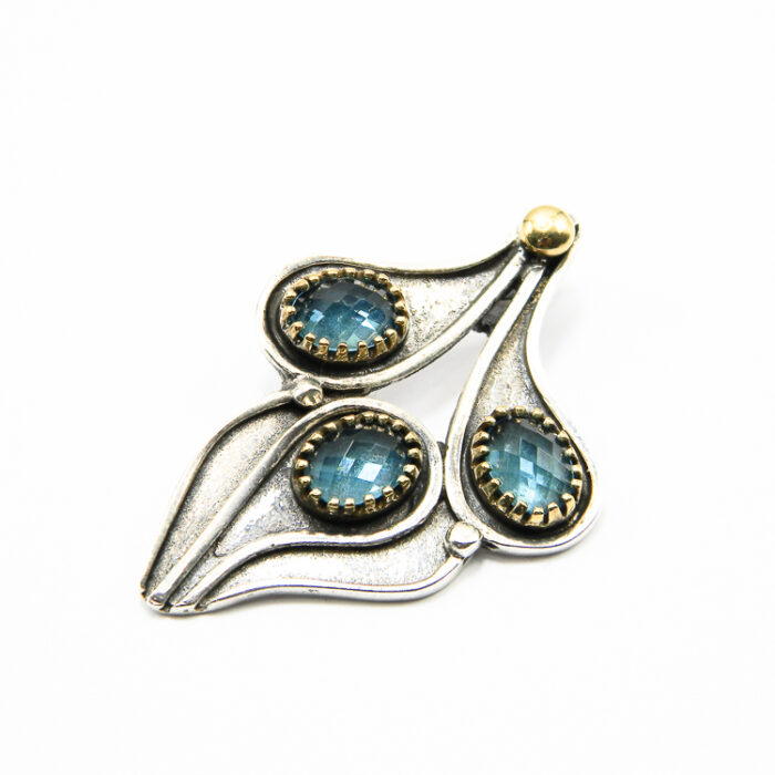 Pandantiv unicat din argint cu topaz albastru - stil vintage - P155Y100 - imagine 3