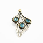 Pandantiv unicat din argint cu topaz albastru - stil vintage - P155Y100 - imagine 2