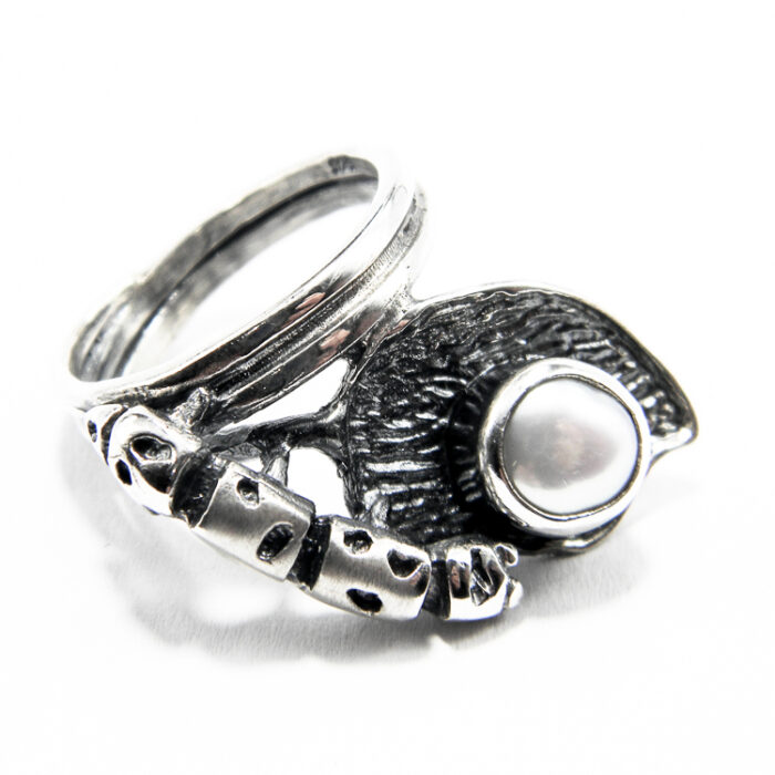 Inel handmade din argint cu perla Baroc - Unicat - Rossele - i145F138FX - imagine 5