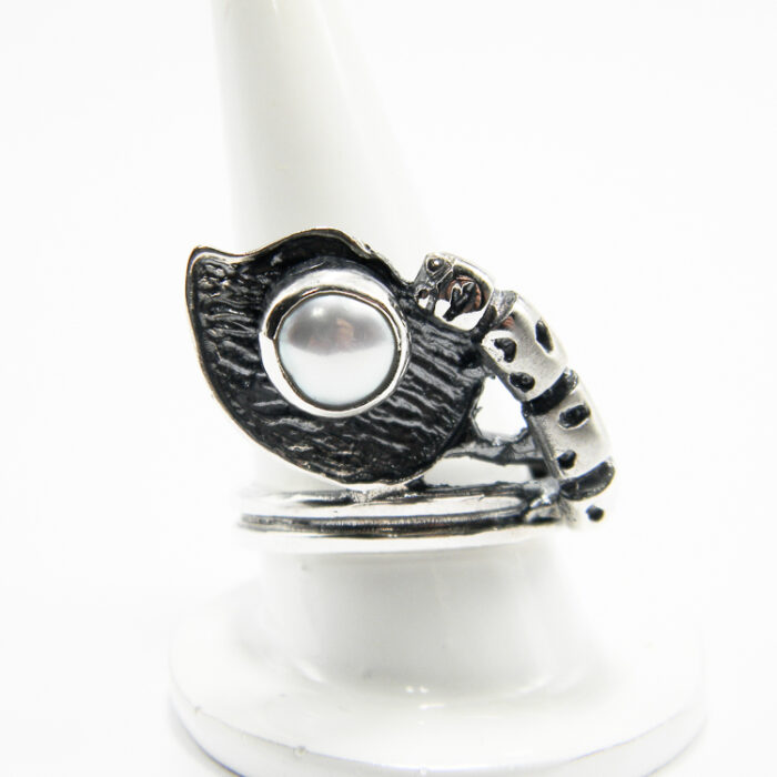 Inel handmade din argint cu perla Baroc - Unicat - Rossele - i145F138FX - imagine 3