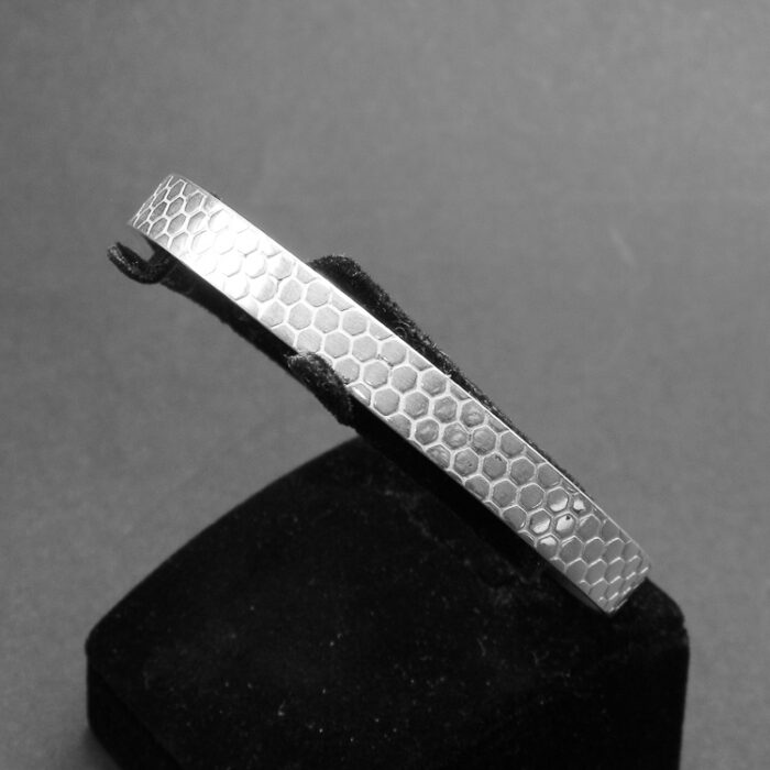 Bratara catusa din argint fara pietre - stil Art Deco - Bratara fixa unisex - B155F34G - imagine 3