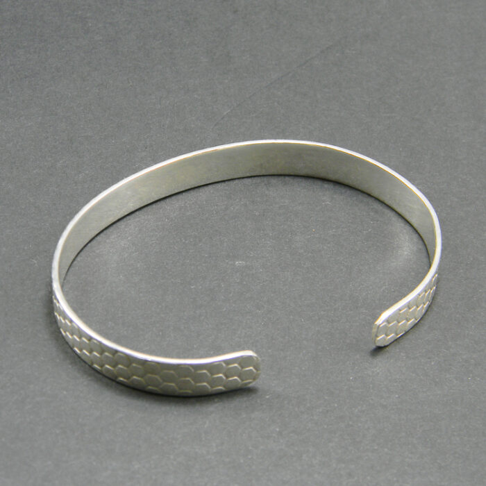 Bratara catusa din argint fara pietre - stil Art Deco - Bratara fixa unisex - B155F34G - imagine 4