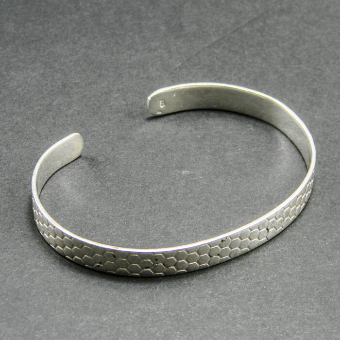 Bratara catusa din argint fara pietre - stil Art Deco - Bratara fixa unisex - B155F34G - imagine 2