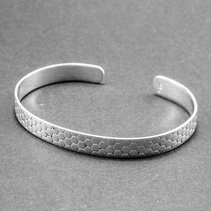 Bratara catusa din argint fara pietre - stil Art Deco - Bratara fixa unisex - B155F34G - imagine 5