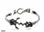 Bratara barbati din piele si bronz - Ancora - BPX010