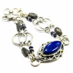 Bratara din argint cu lapis lazuli si labradorit - Art Nouveau - Unicat - B239Y9D