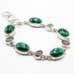 Bratara din argint cu malachit si topaz mistic - stil oriental - B145F19G